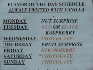 Know it. Love it. Donnelly's Corners Soft Ice Cream Flavor Schedule, 2015