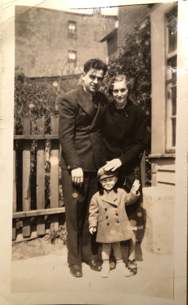 Dad, Just Shy of Two Years Old, and His Parents, Frank, Sr. and Ann. (© Dorchak Family, My Image of 1938 photo)